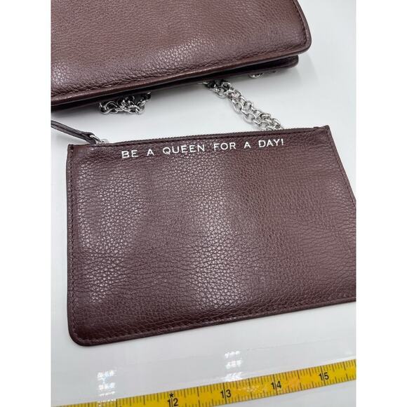 My Flat In London Brown Crossbody Metal Chain Bow Wallet Clutch 48 Charles St - Picture 8 of 12
